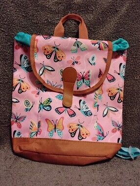 Kids Butterfly Print Pink Backpack - Unbranded